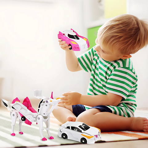 Magnetic Transforming Car & Robot Toy – STEM Building Vehicle for Kids & Toddlers