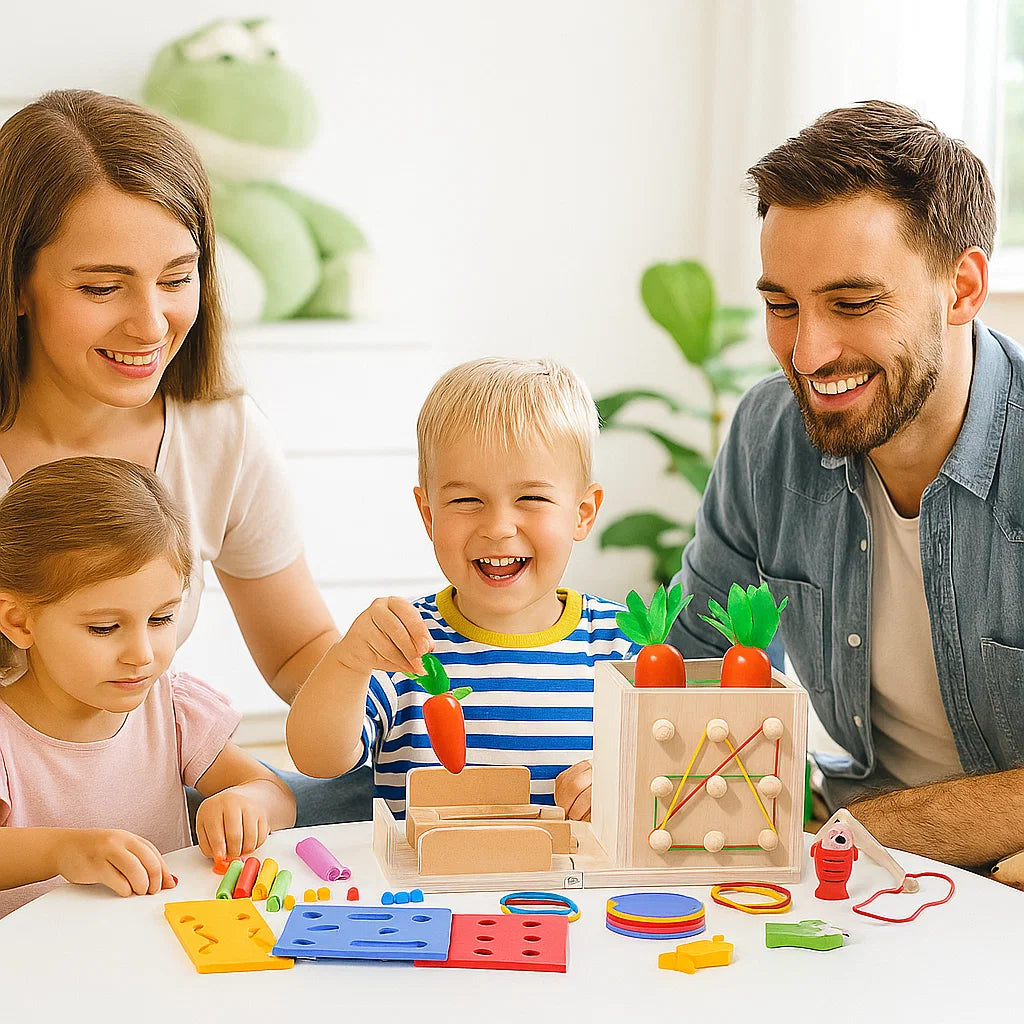 6-in-1 Montessori Wooden Activity Cube – Shapes & Figures Learning Toy for Toddlers