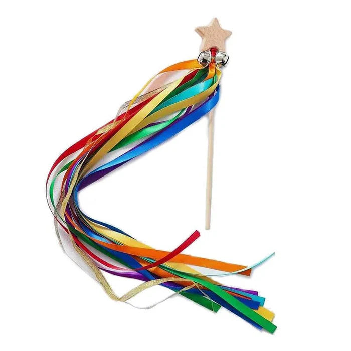 Rainbow Wooden Rattle Star Wand