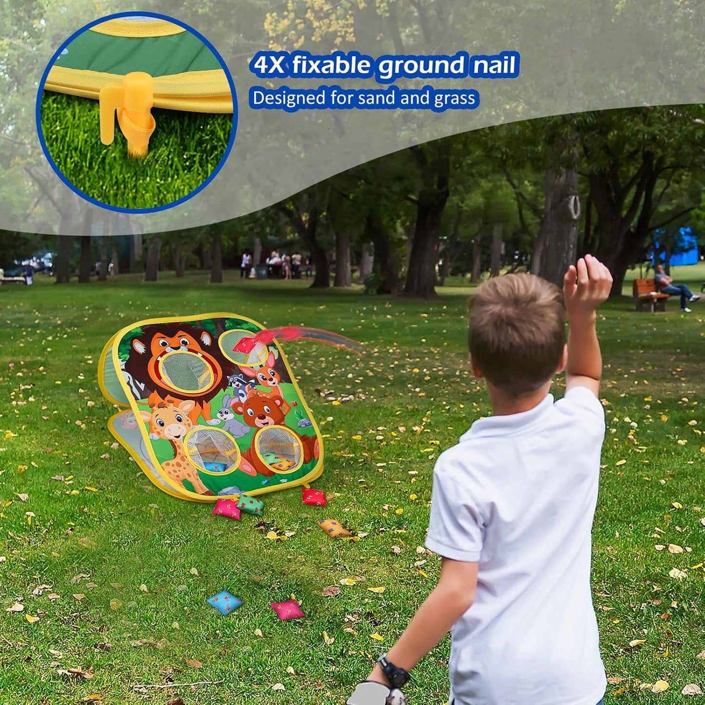 Montessori Animal Toss Game — Wooden Bean Bag Toss & Dart-Style Educational Game for Kids
