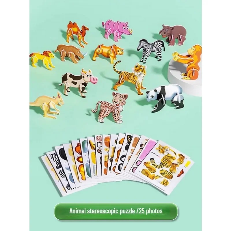3D Dinosaur Puzzle Set β Montessori Wooden Animal Building & Learning Toy for Kids