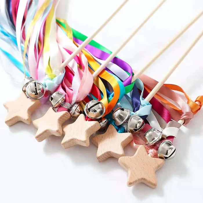 Rainbow Wooden Rattle Star Wand