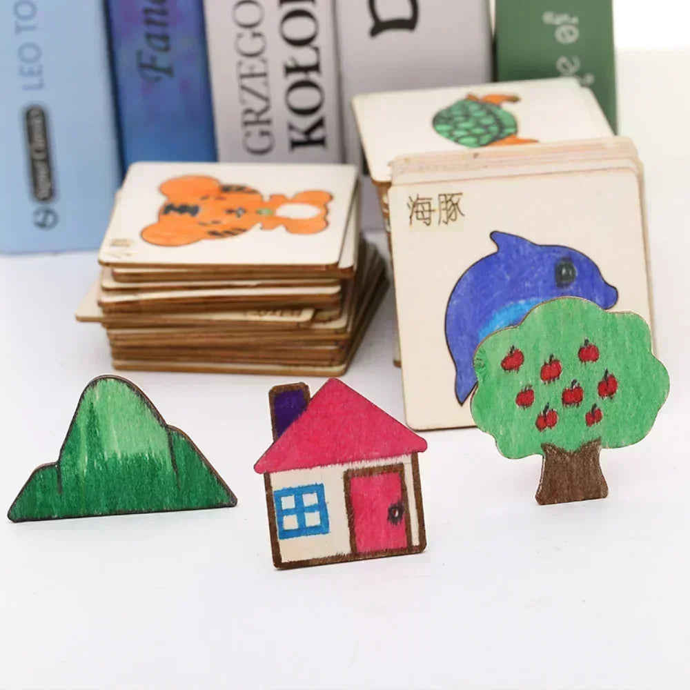 Montessori Kids Drawing Toys DIY Painting Stencils