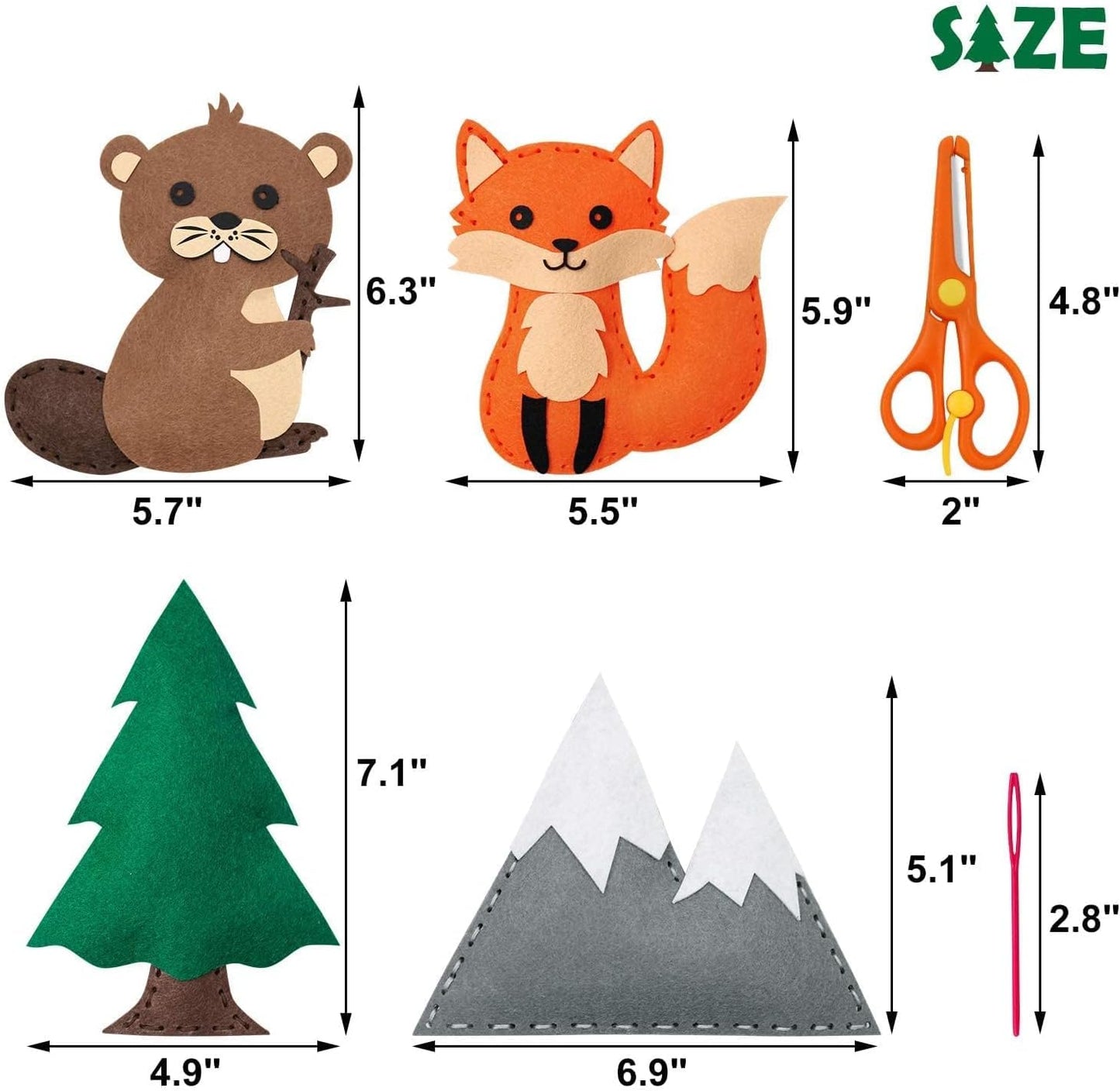 Wood Animals Sewing Craft Kit for Kids