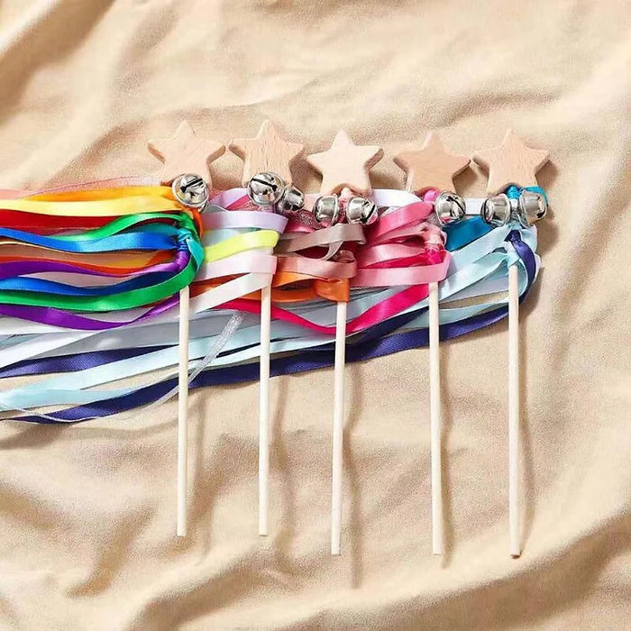 Rainbow Wooden Rattle Star Wand