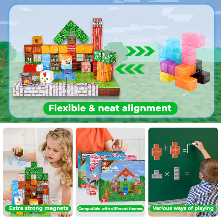 Magnetic Building Blocks Montessori Toy Set – STEM Educational Construction Tiles for Kids