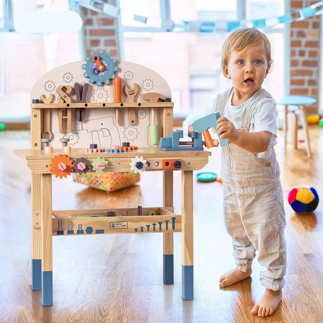 Wooden Workbench Playset for Kids