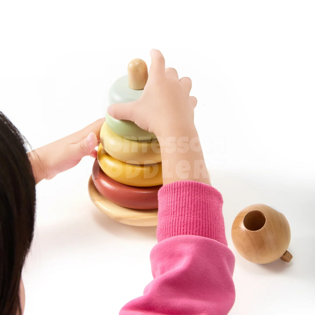 Montessori Wooden Bear Stacking Tower for Toddlers – Balance & Fine Motor Skills Toy