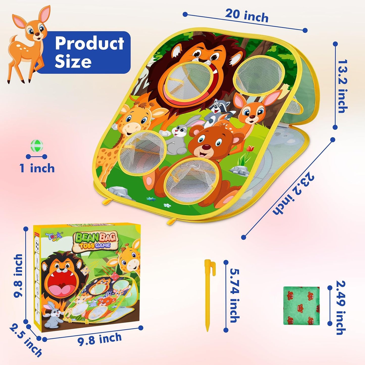 Montessori Animal Toss Game — Wooden Bean Bag Toss & Dart-Style Educational Game for Kids