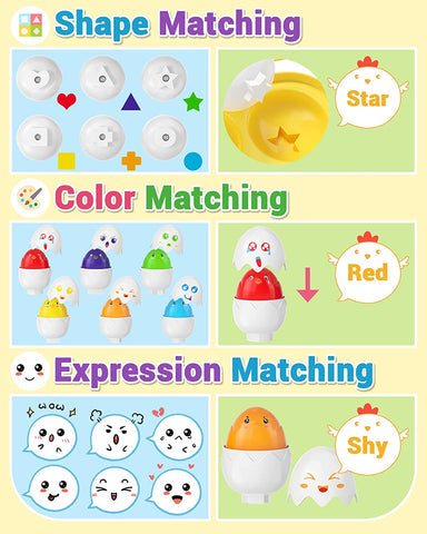 Montessori Hide & Squeak Easter Eggs Toy – Color Matching Sensory Learning Game for Toddlers