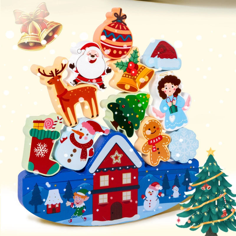 Montessori Christmas Stacking Toy for Toddlers – Festive Wooden Balancing Game for Fine Motor Skills