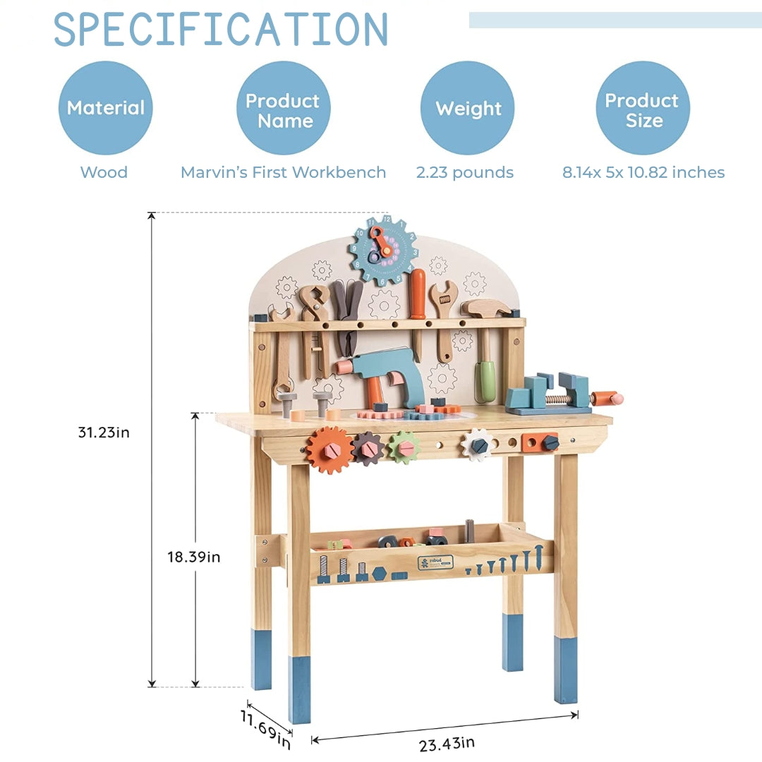 Wooden Workbench Playset for Kids