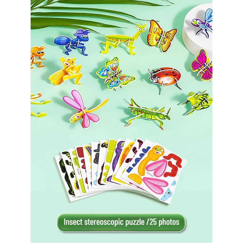 3D Dinosaur Puzzle Set β Montessori Wooden Animal Building & Learning Toy for Kids