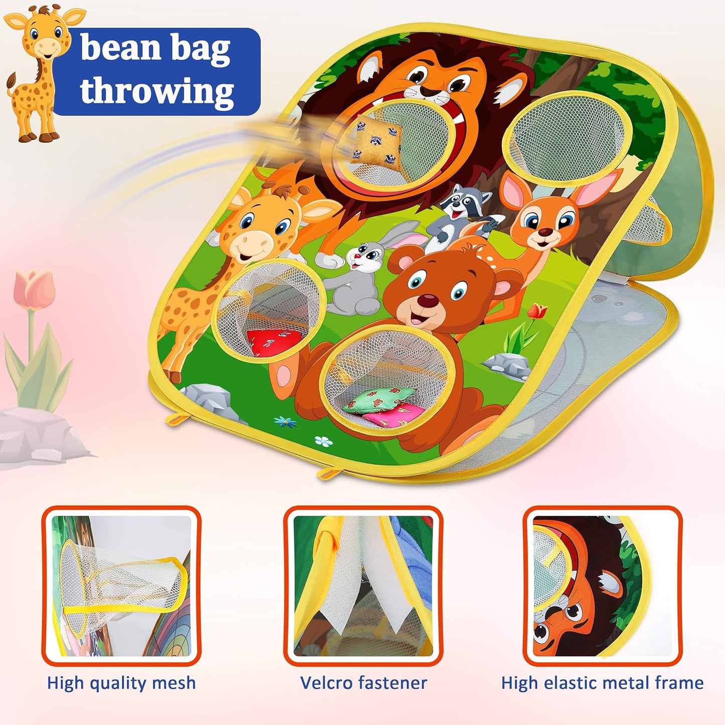Montessori Animal Toss Game — Wooden Bean Bag Toss & Dart-Style Educational Game for Kids