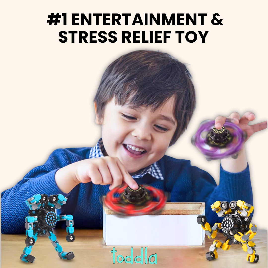 Transforming Fidget Spinner Toy for Kids – Stress Relief Sensory Spinner, Handheld Puzzle