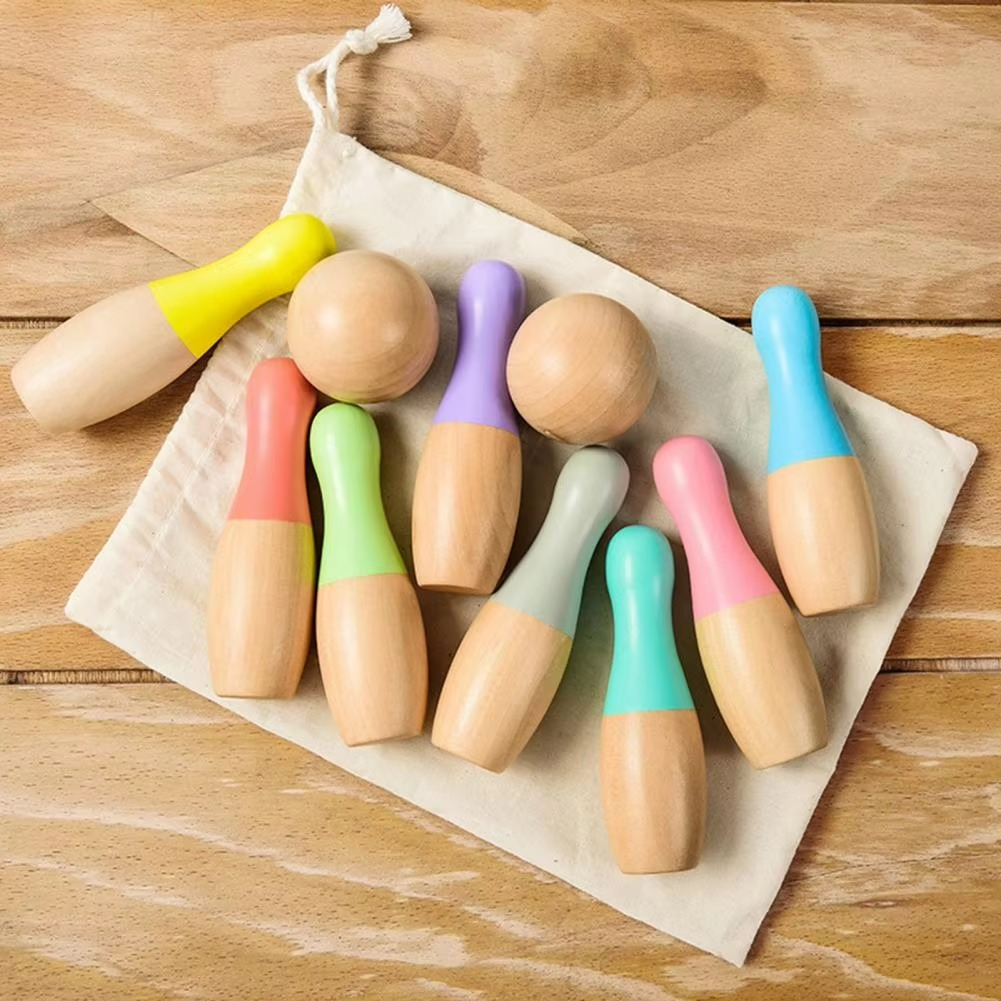 Kids Wooden Bowling Set
