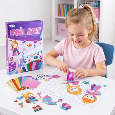 Kids Foil Art Craft Kit – DIY Sticker & Metallic Foil Art Set for Creative Play