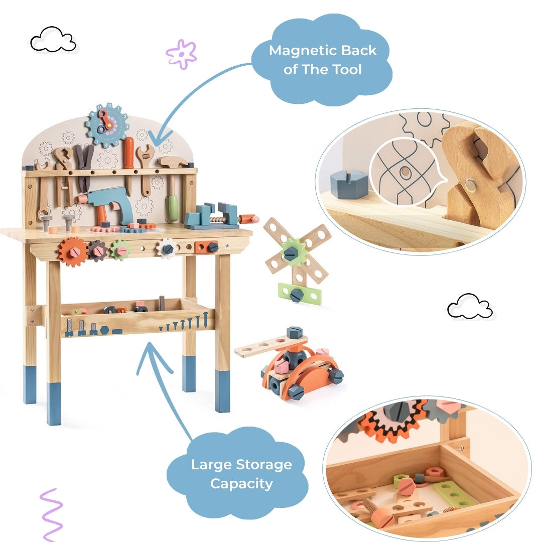 Wooden Workbench Playset for Kids