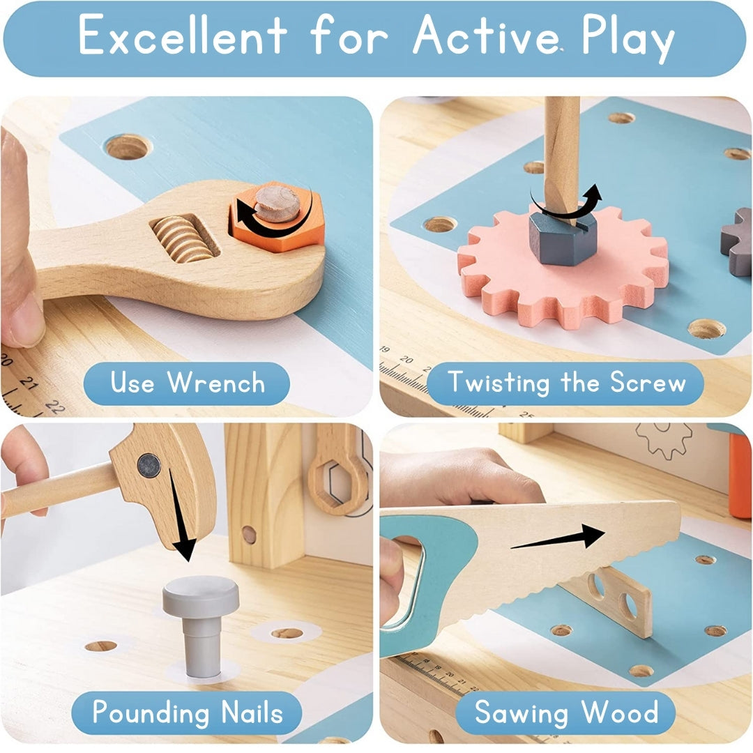 Wooden Workbench Playset for Kids