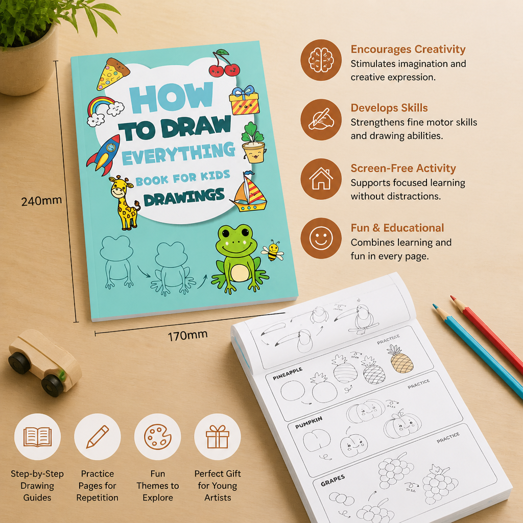 Step-by-step drawing activity book for children