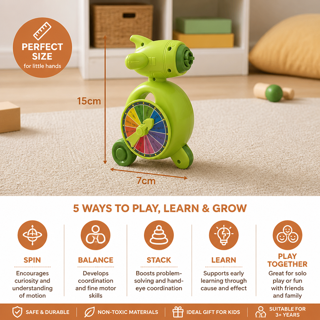 5-in-1 spinning, balancing and stacking activity toy