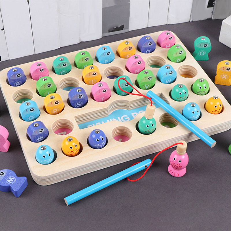Montessori Magnetic Fishing Toys Game Puzzle Letter