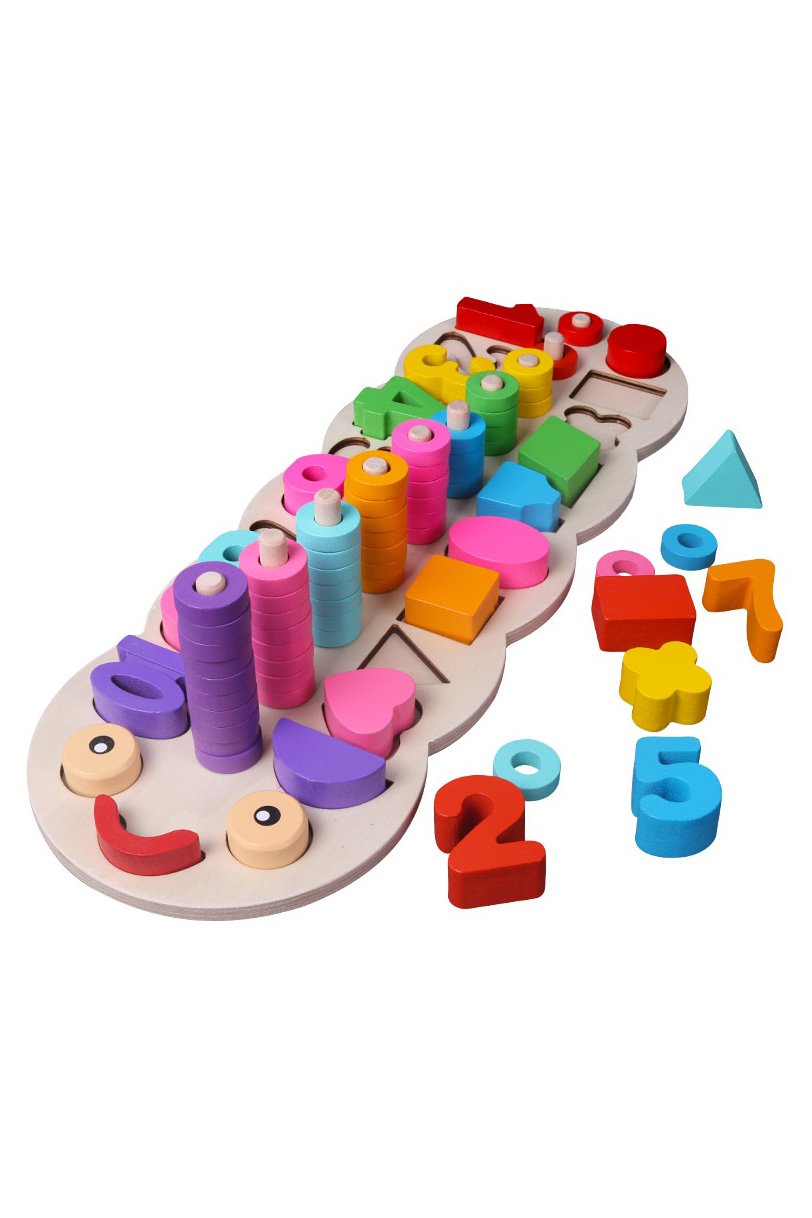 Number & Alphabet Wooden Caterpillar Montessori Toy
