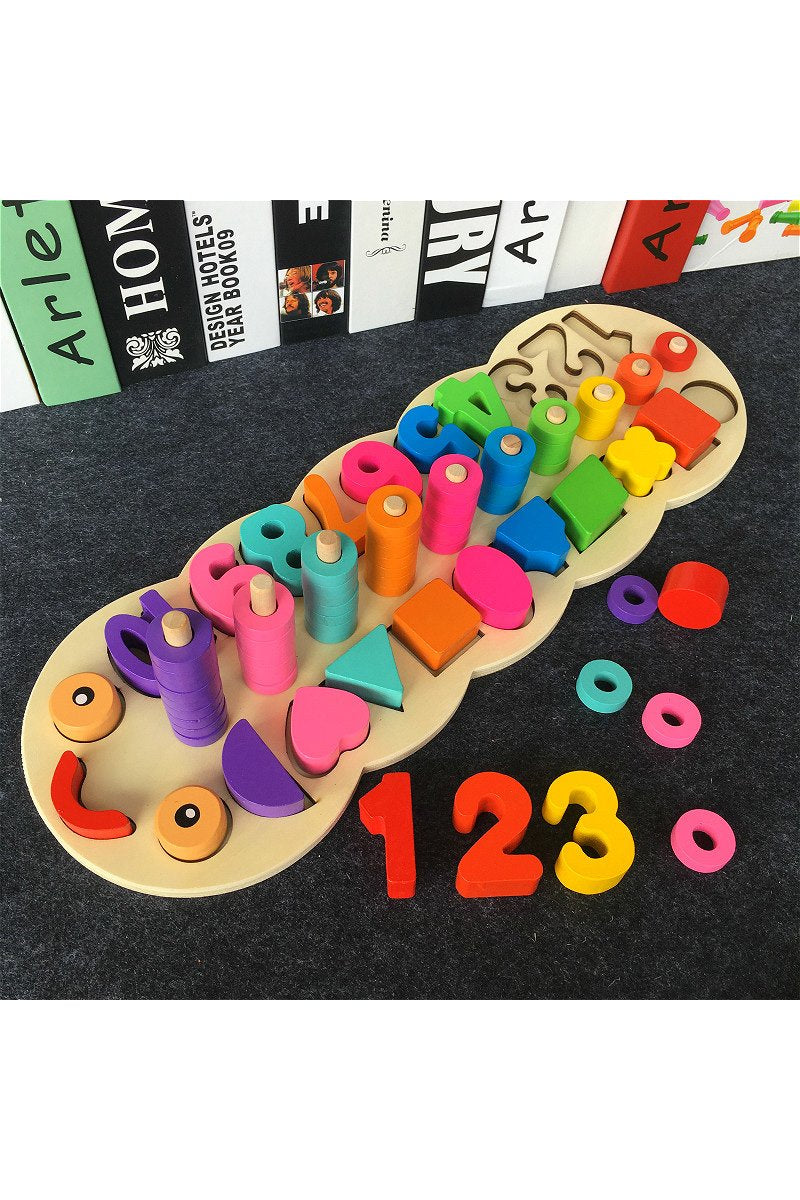 Number & Alphabet Wooden Caterpillar Montessori Toy