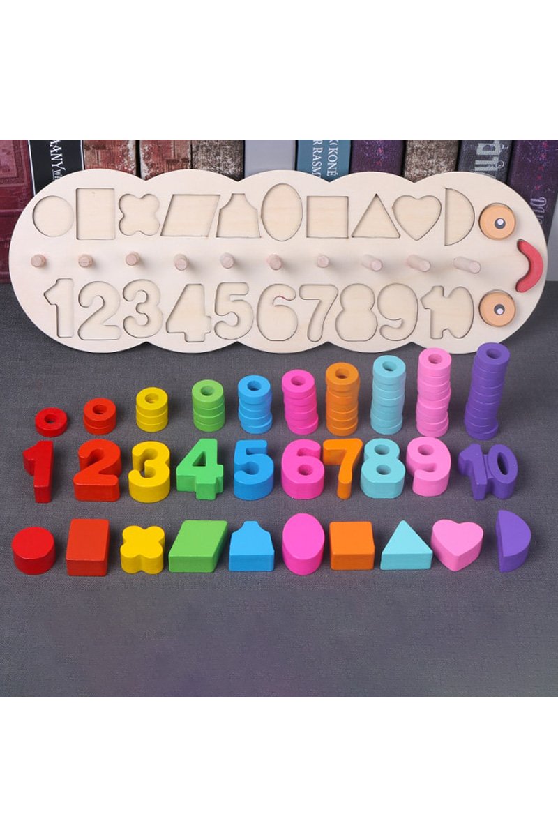 Number & Alphabet Wooden Caterpillar Montessori Toy