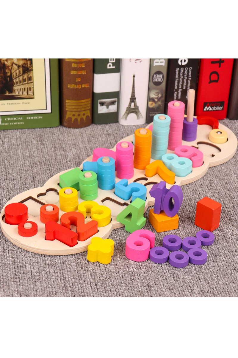 Number & Alphabet Wooden Caterpillar Montessori Toy