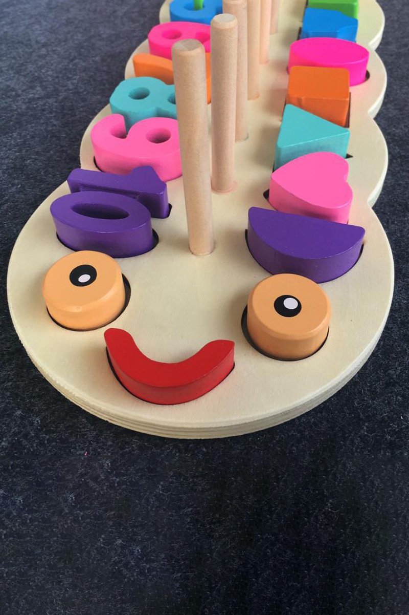 Number & Alphabet Wooden Caterpillar Montessori Toy