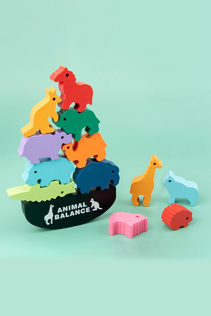 Wooden Animal Balancing Block Game