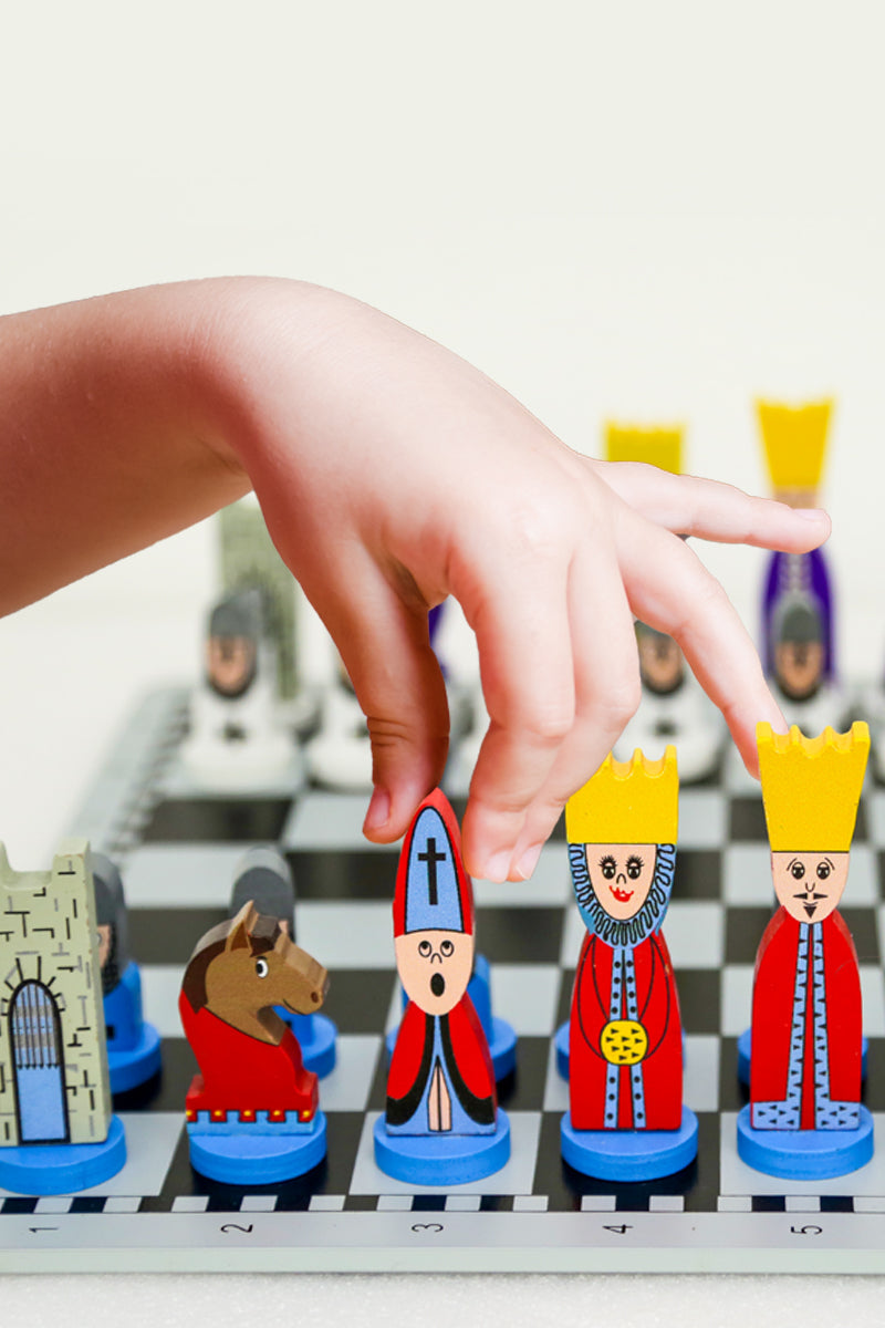 Educational Wooden Cartoon Chess Set