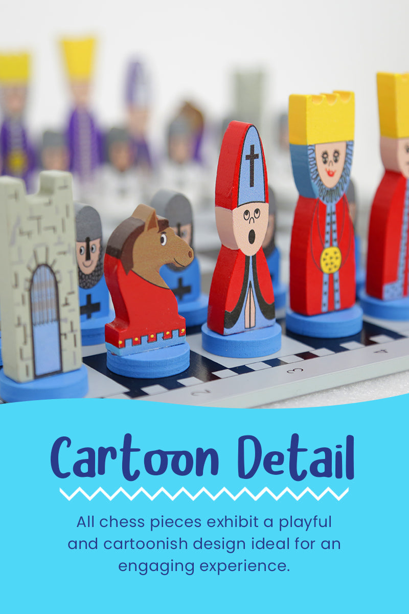 Educational Wooden Cartoon Chess Set