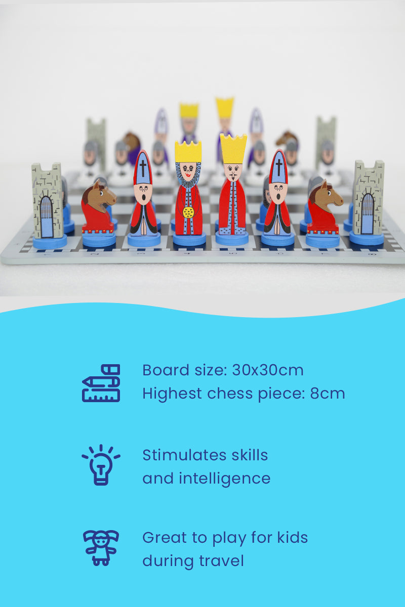 Educational Wooden Cartoon Chess Set