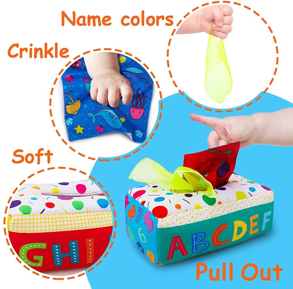 Magic Sensory Tissue Box (3 Crinkle Tissues, 12 Scarves)
