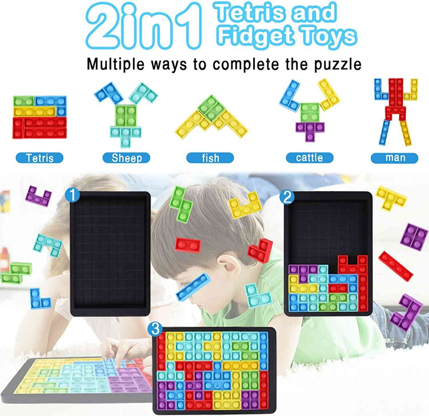 Montessori Australia TetrisPOP™ 2-in-1 Fidget Pop Puzzle