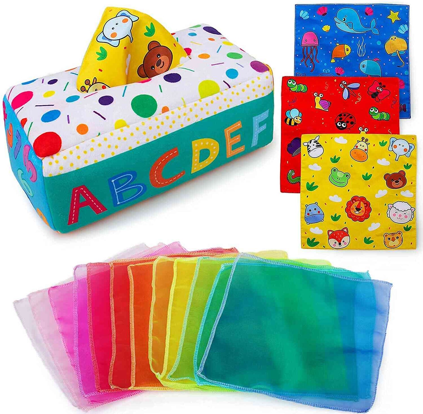Magic Sensory Tissue Box (3 Crinkle Tissues, 12 Scarves)
