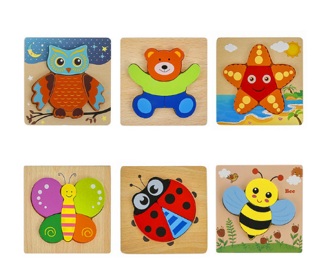 Montessori Puzzles 6 Pack - Eco-Friendly Wooden Puzzles