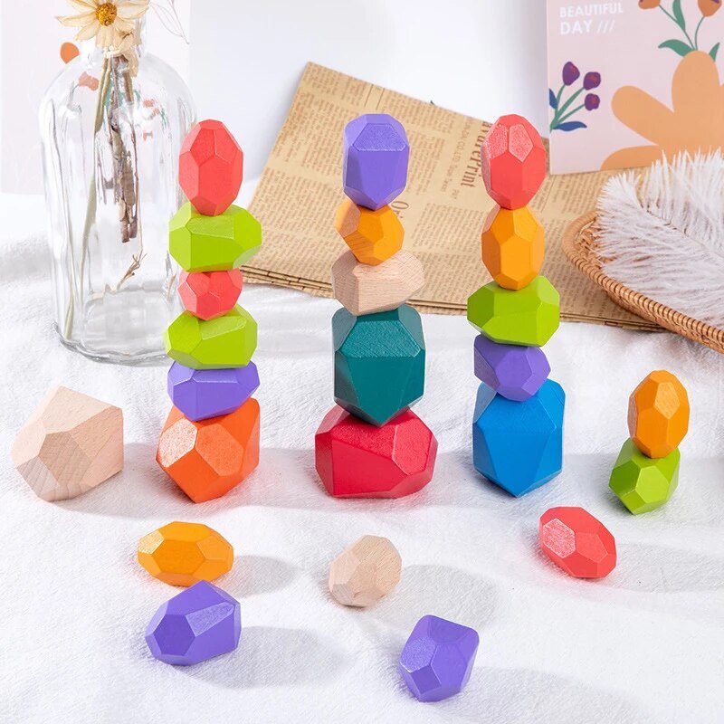 Montessori Wooden Stacking Blocks (16 PIECES!)