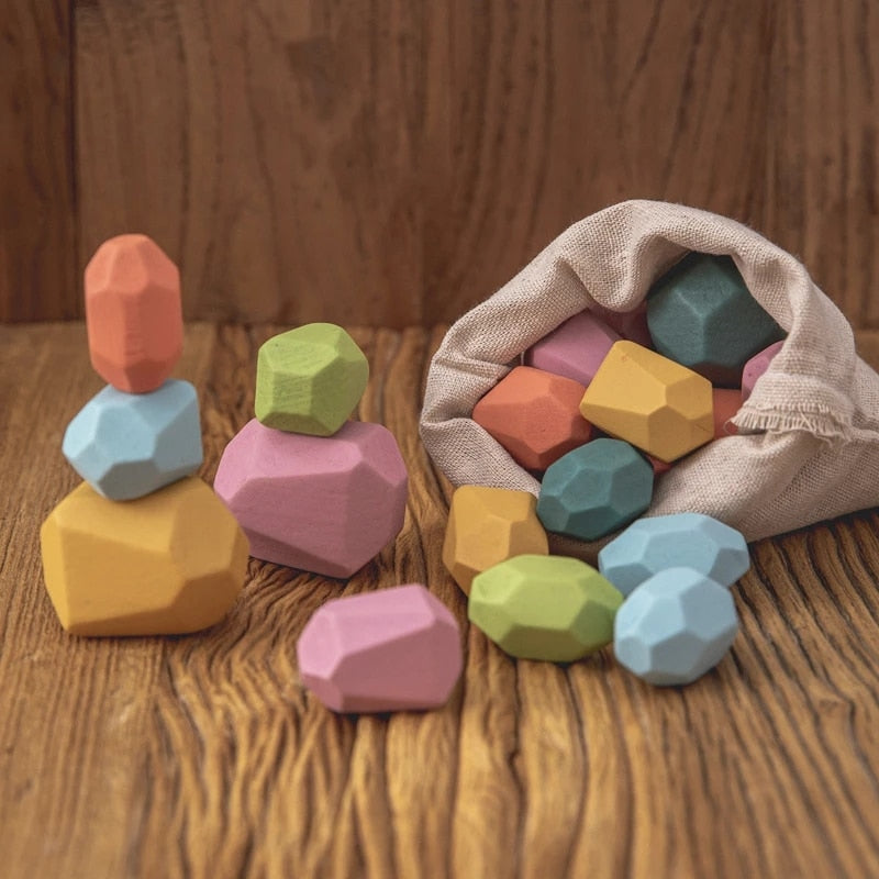 Montessori Wooden Stones (18 Pieces)