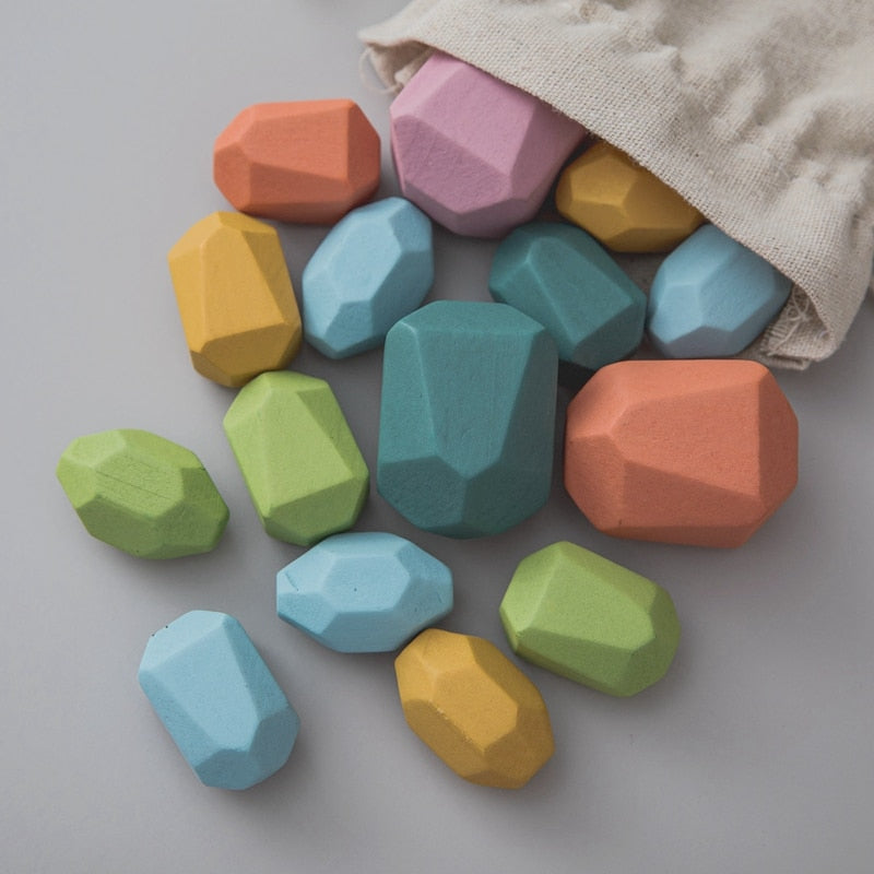 Montessori Wooden Stones (18 Pieces)
