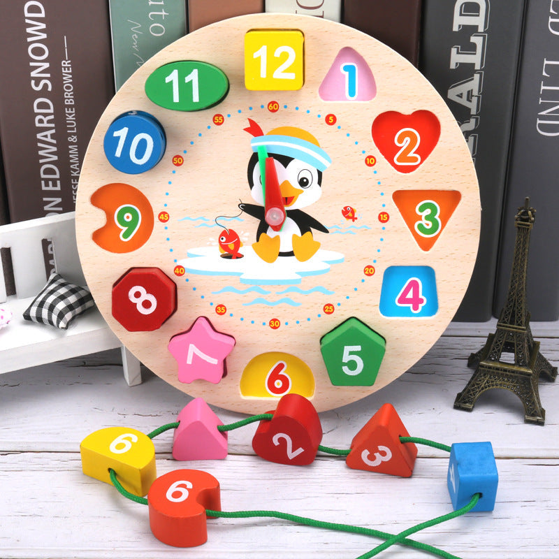Shape Color Sorting Clock Eco-friendly Wooden Montessori Toy