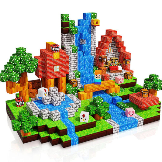 Magnetic Building Blocks Montessori Toy Set – STEM Educational Construction Tiles for Kids