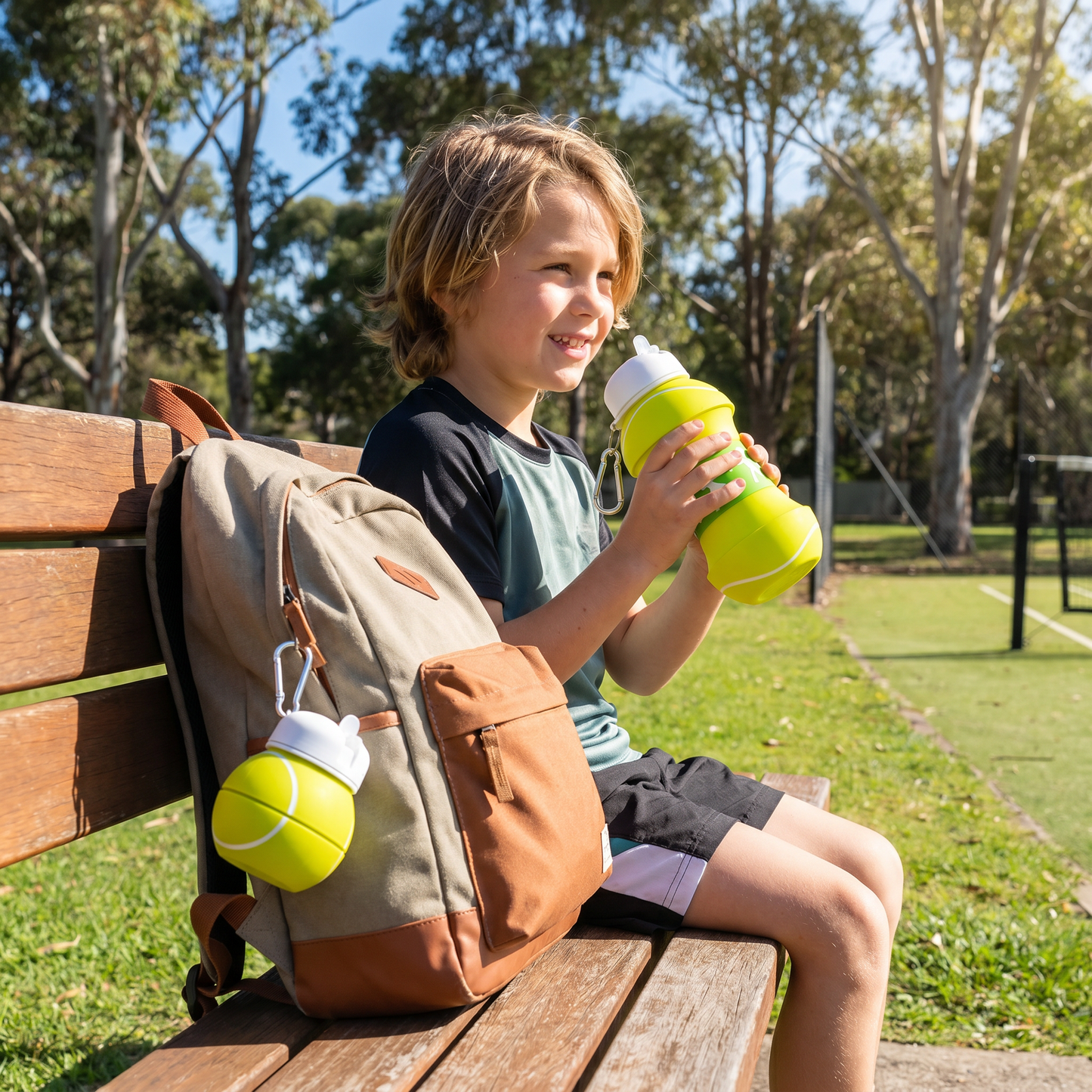 Foldable Silicone Soccer Water Bottle for Kids