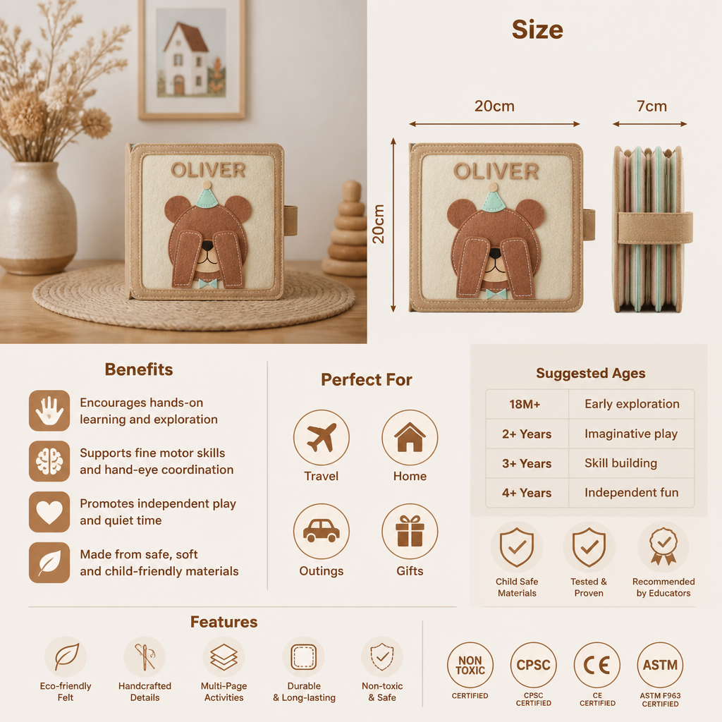 Personalised Felt Activity Book for Kids