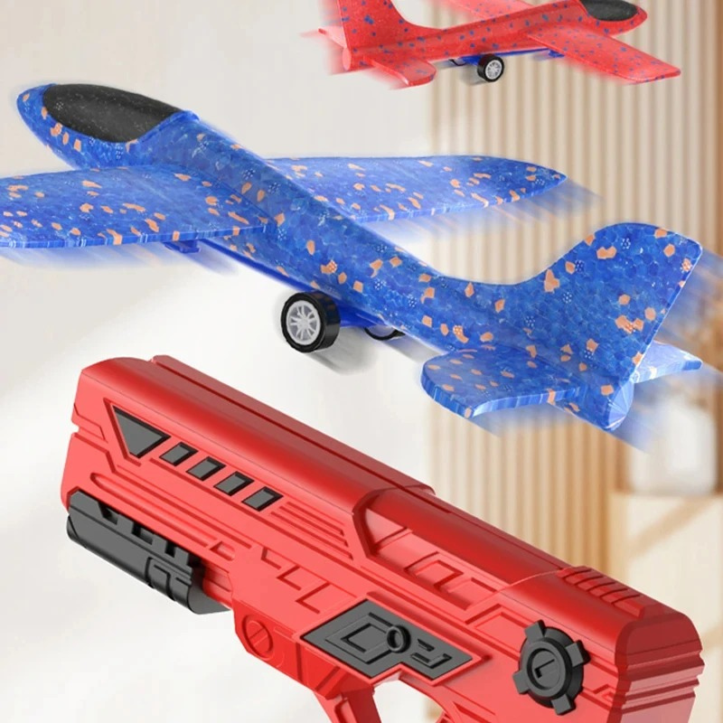 Kids Foam Airplane Launcher Toy – Outdoor Foam Glider Plane Toy for Boys & Girls