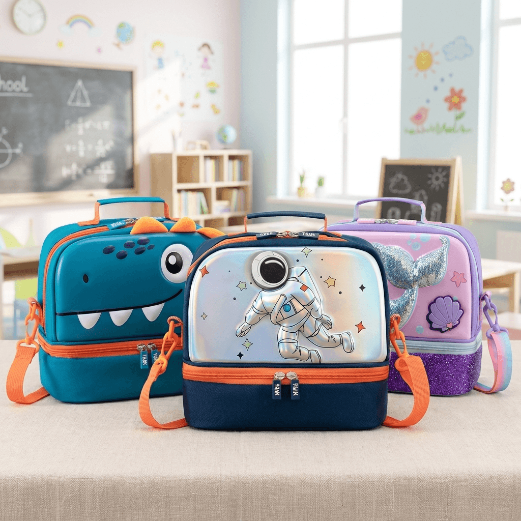 Insulated Double Layer Kids Lunch Bag for School, Thermal Food Storage Tote