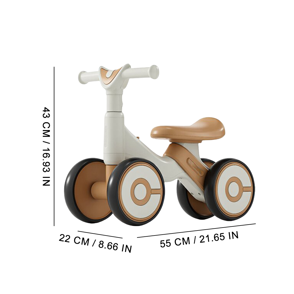 4-Wheel Baby Balance Bike for Toddlers 1–3 Years, Anti-Tip Ride-On Walking Toy