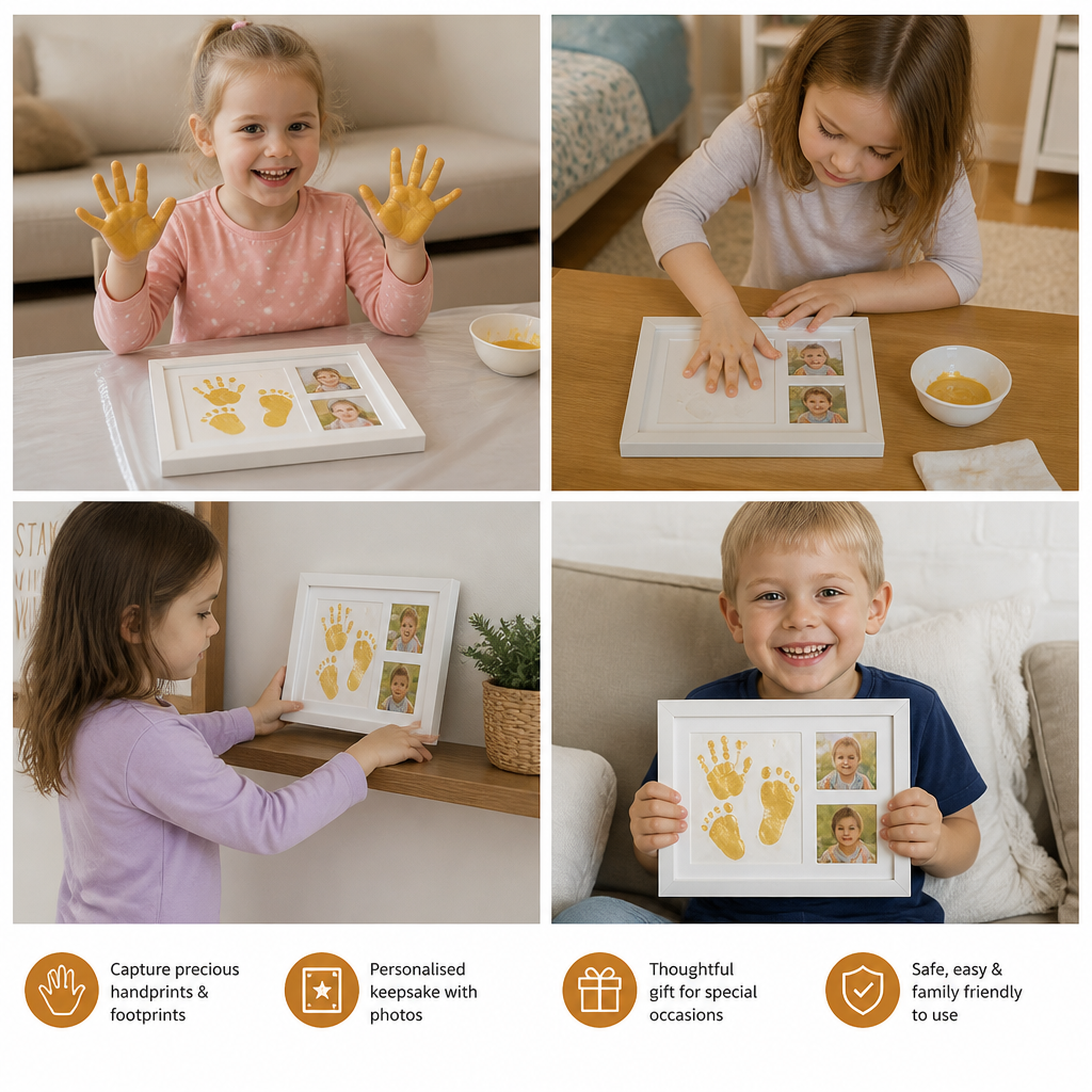 Kids’ Handprint Keepsake Frame Kit with Two Photo Spaces